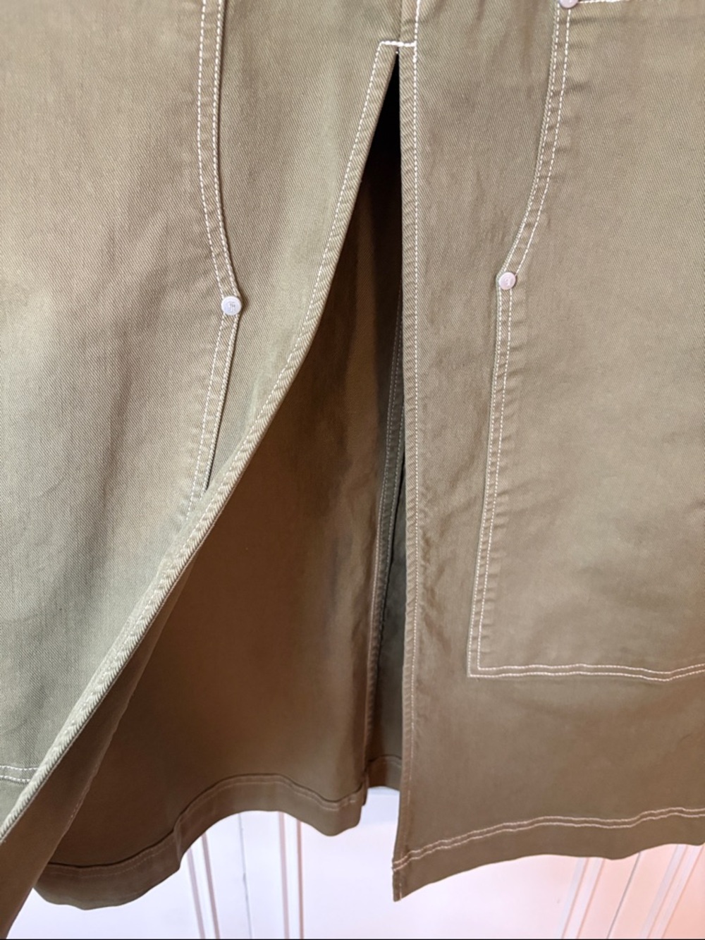 Pilcro Maxi Skirt from Anthropologie Olive Utility Carpenter Skirt S 14 - Picture 3 of 11
